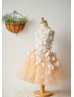 Peter Pan Collar Champagne Tulle Flower Girl Dress With Butterfly